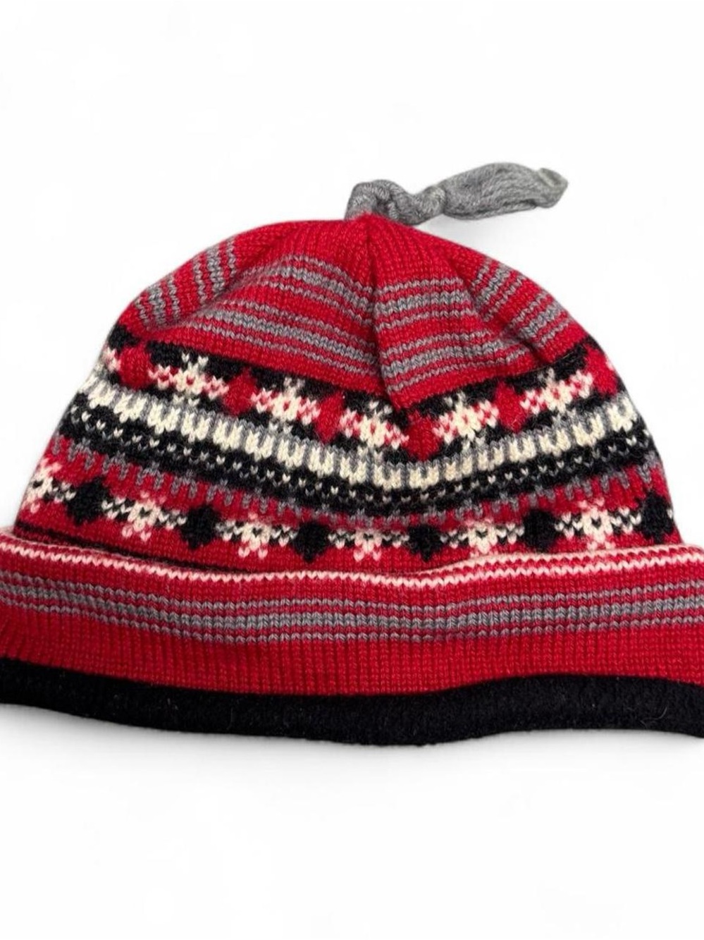 Vintage Fair Isle Knit Tassel Beanie